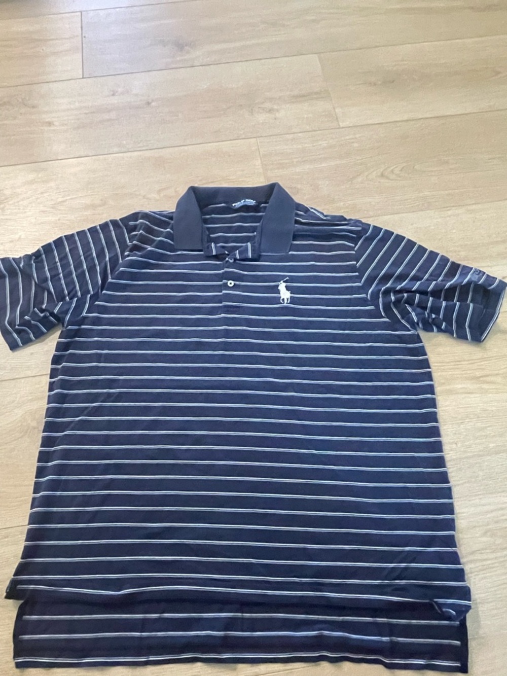 Ralph Lauren Navy and White Striped Polo Shirt